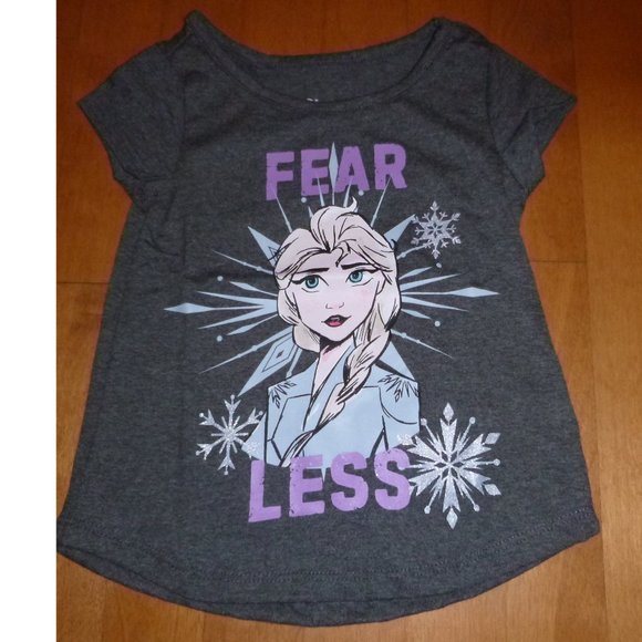 Disney Other - Toddler Girls FROZEN "Fearless" Elsa T-Shirt Size 2T 3T Charcoal Gray NWT